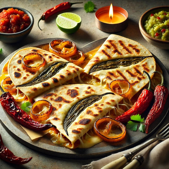 Heart-Warming Quesadillas with Roasted Poblano and Oaxacan Cheese - CEMCUI