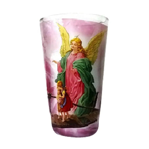 Angel De La Guarda White Candle lrg cup - Case - 12 Units - CEMCUI