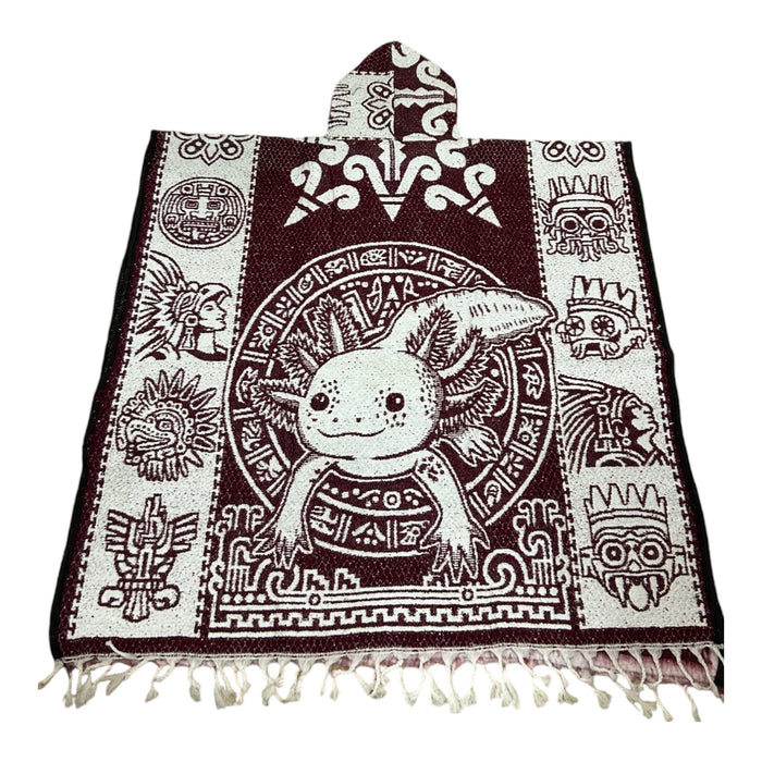 Artisanal Axolotl Poncho with Pre - Hispanic Design - Made in Mexico 40x43 Inches (each side), sarape, gaban (Copy) - CEMCUI