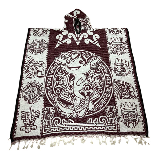 Artisanal Axolotl Poncho with Pre - Hispanic Design - Made in Mexico 40x43 Inches (each side), sarape, gaban (Copy) - CEMCUI