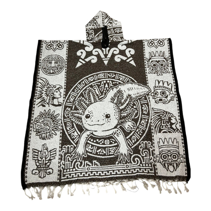 Artisanal Axolotl Poncho with Pre - Hispanic Design - Made in Mexico 40x43 Inches (each side), sarape, gaban (Copy) - CEMCUI