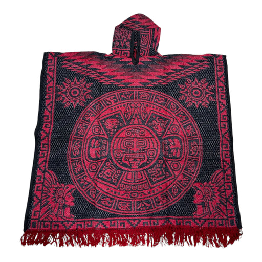 Aztec Calendar Gaban – Traditional Mexican Poncho (40x43 inches) - CEMCUI