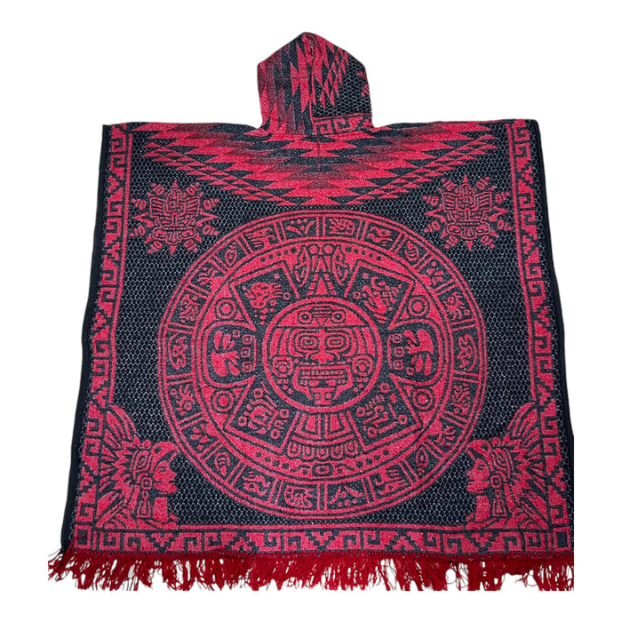 Aztec Calendar Gaban – Traditional Mexican Poncho (40x43 inches) - CEMCUI