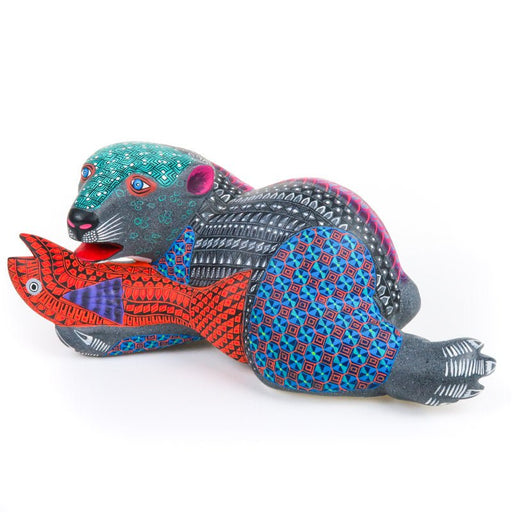 Bear With Fish - Oaxacan Alebrije Wood Carving - CEMCUI