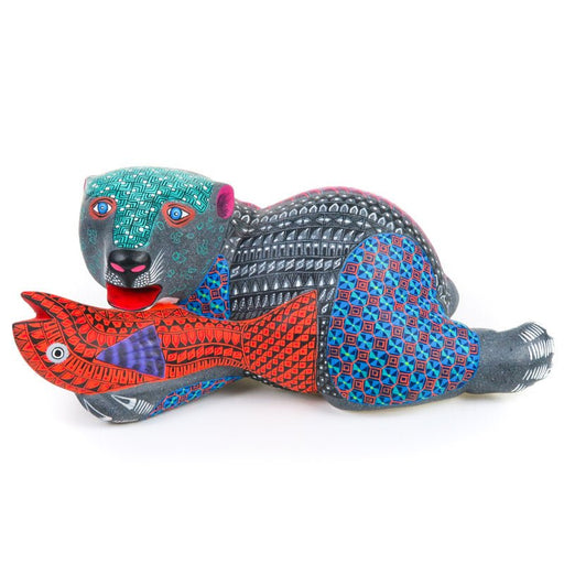 Bear With Fish - Oaxacan Alebrije Wood Carving - CEMCUI