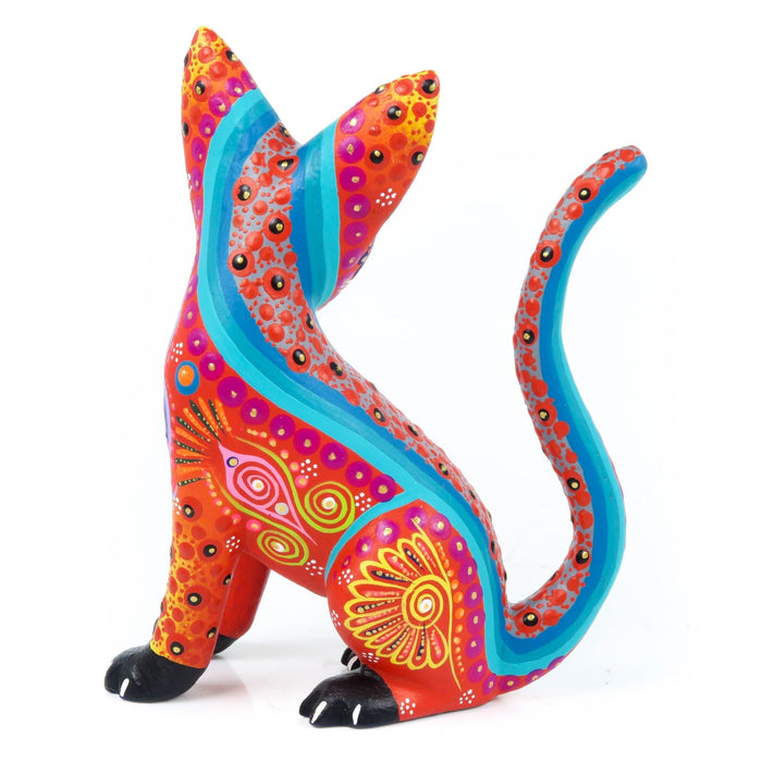 Beautiful Cat (Orange) - Oaxacan Alebrije Wood Carving - CEMCUI