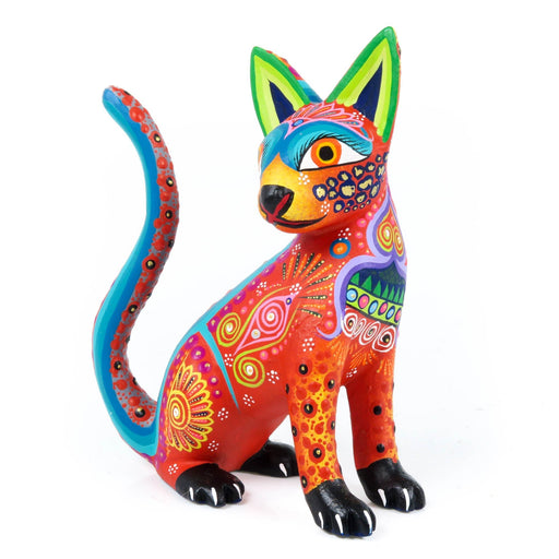 Beautiful Cat (Orange) - Oaxacan Alebrije Wood Carving - CEMCUI