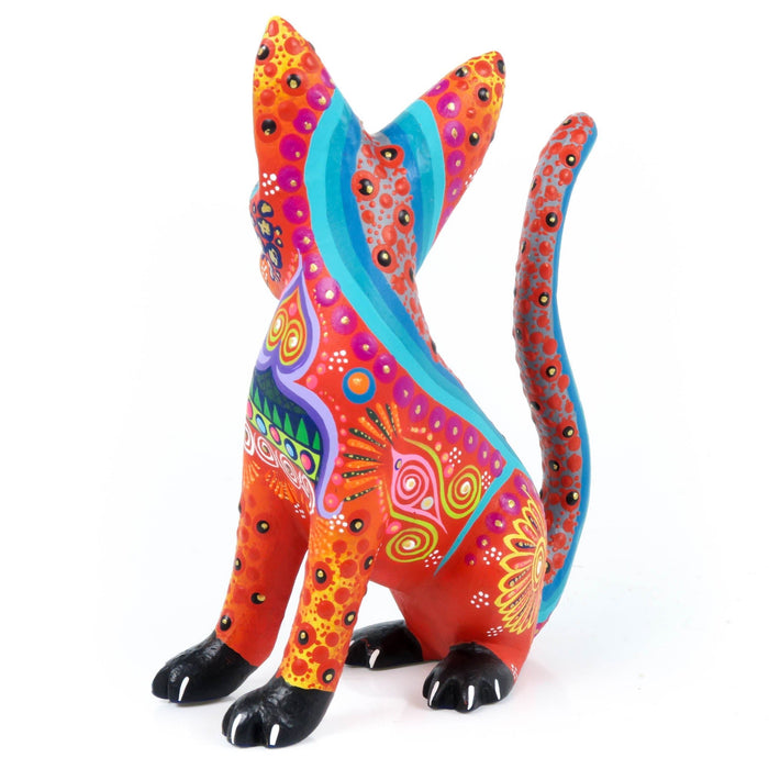 Beautiful Cat (Orange) - Oaxacan Alebrije Wood Carving - CEMCUI