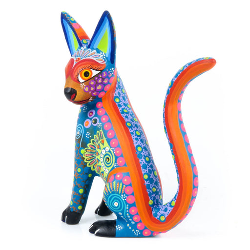 Beautiful Cat (Turquoise) - Oaxacan Alebrije Wood Carving - CEMCUI