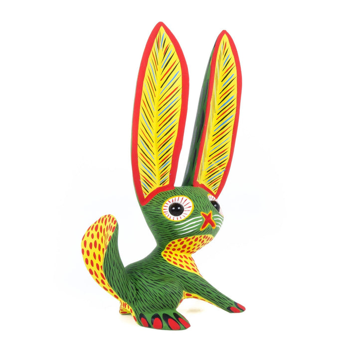 Big Eared Rabbit (Green) - Oaxacan Alebrije Wood Carving - CEMCUI