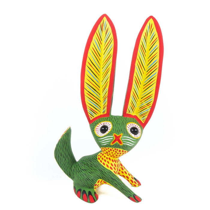 Big Eared Rabbit (Green) - Oaxacan Alebrije Wood Carving - CEMCUI