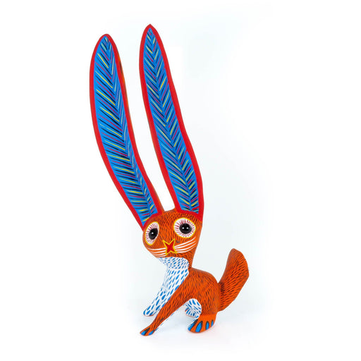 Big Eared Rabbit (Orange) - Oaxacan Alebrije Wood Carving - CEMCUI