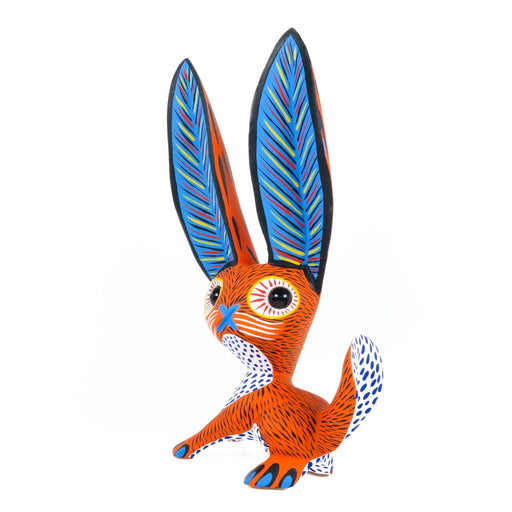 Big Eared Rabbit (Orange) - Oaxacan Alebrije Wood Carving - CEMCUI