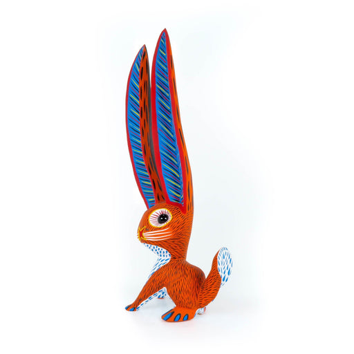 Big Eared Rabbit (Orange) - Oaxacan Alebrije Wood Carving - CEMCUI