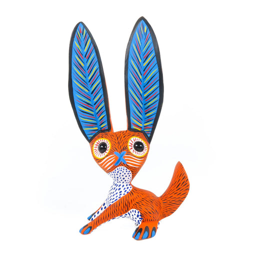 Big Eared Rabbit (Orange) - Oaxacan Alebrije Wood Carving - CEMCUI