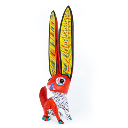 Big Eared Rabbit (Red) - Oaxacan Alebrije Wood Carving - CEMCUI