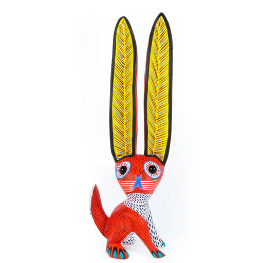 Big Eared Rabbit (Red) - Oaxacan Alebrije Wood Carving - CEMCUI