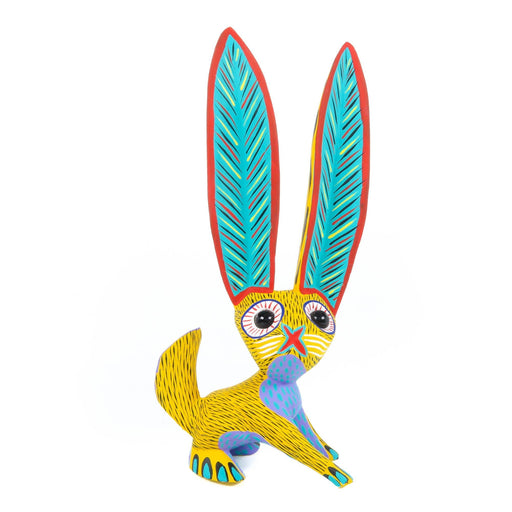 Big Eared Rabbit (Yellow) - Oaxacan Alebrije Wood Carving - CEMCUI