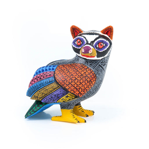 Bird Raccoon Fusion - Oaxacan Alebrije Wood Carving - CEMCUI