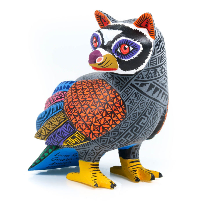 Bird Raccoon Fusion - Oaxacan Alebrije Wood Carving - CEMCUI