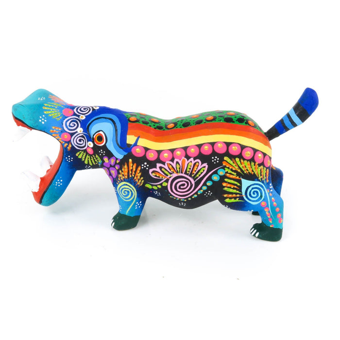 Black Hippopotamus - Oaxacan Alebrije Wood Carving - CEMCUI