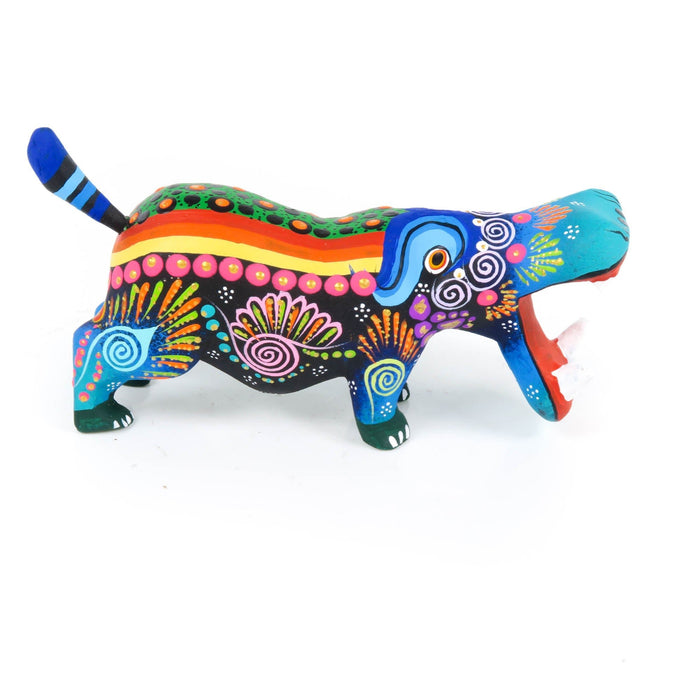 Black Hippopotamus - Oaxacan Alebrije Wood Carving - CEMCUI