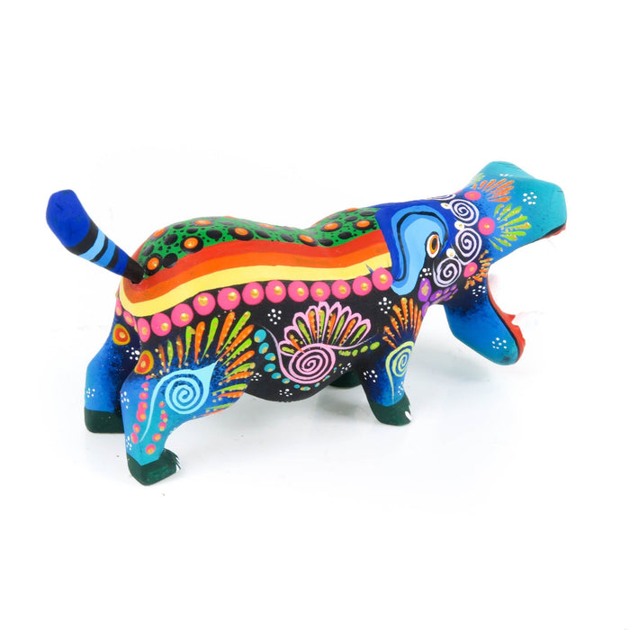 Black Hippopotamus - Oaxacan Alebrije Wood Carving - CEMCUI