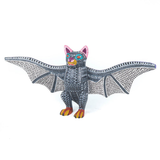 Black & White Bat - Oaxacan Alebrije Wood Carving - CEMCUI