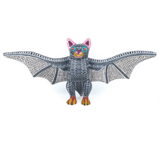 Black & White Bat - Oaxacan Alebrije Wood Carving - CEMCUI