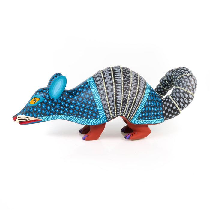 Blue Armadillo - Oaxacan Alebrije Wood Carving - CEMCUI