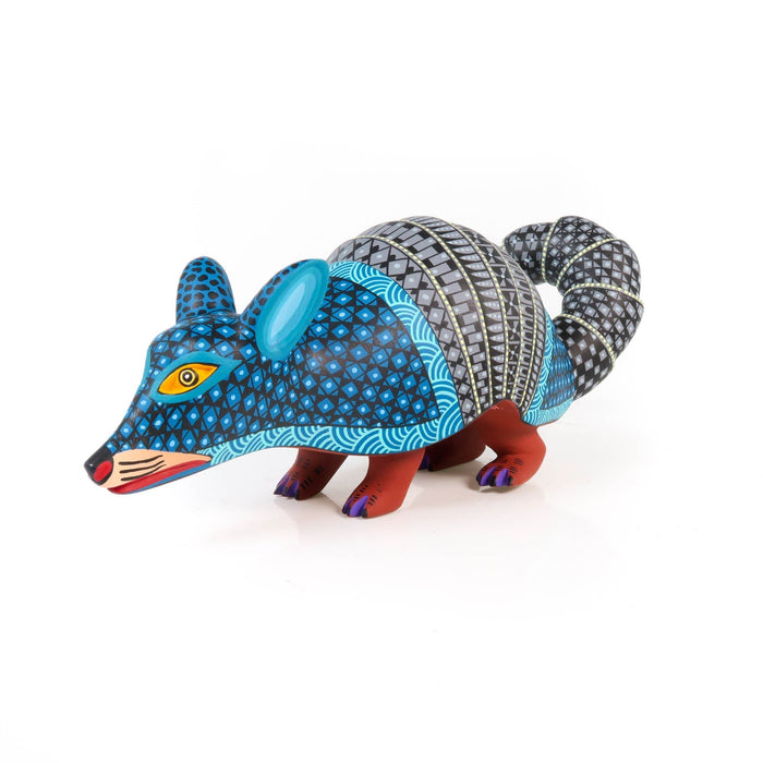 Blue Armadillo - Oaxacan Alebrije Wood Carving - CEMCUI