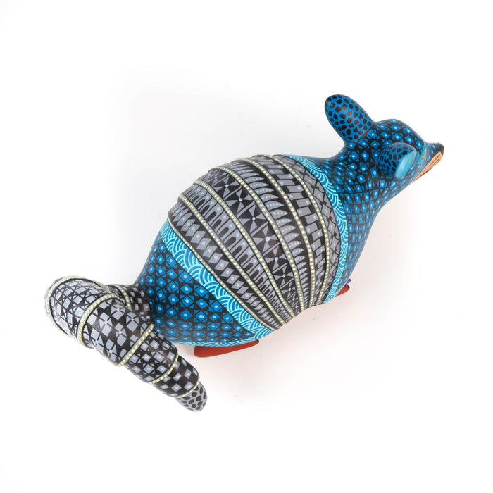 Blue Armadillo - Oaxacan Alebrije Wood Carving - CEMCUI