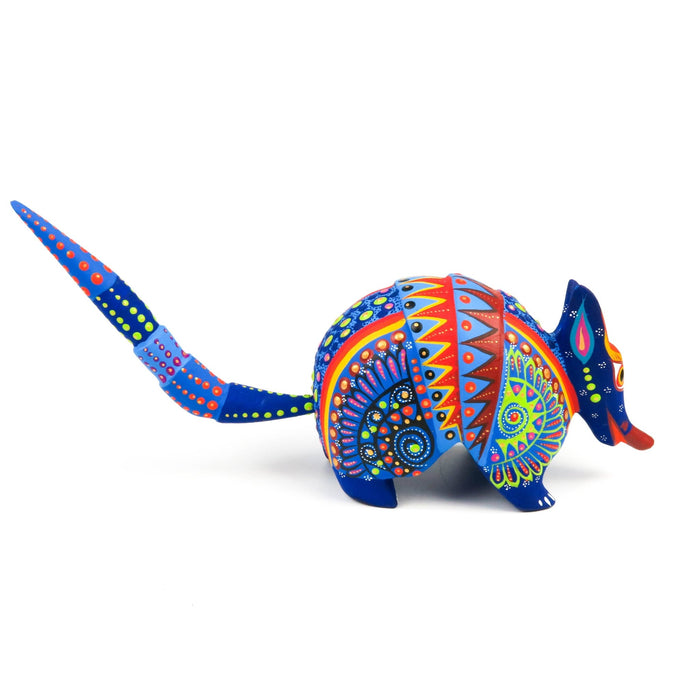 Blue Armadillo - Oaxacan Alebrije Wood Carving Mexican Folk Art Sculpture - CEMCUI