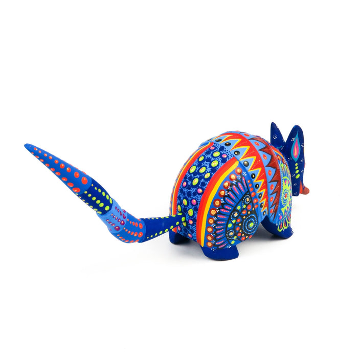 Blue Armadillo - Oaxacan Alebrije Wood Carving Mexican Folk Art Sculpture - CEMCUI