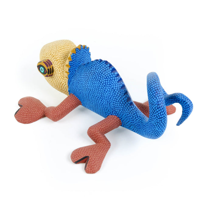 Blue Chameleon - Oaxacan Alebrije Wood Carving - CEMCUI