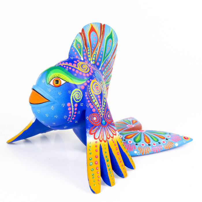 Blue Fish - Oaxacan Alebrije Wood Carving - CEMCUI