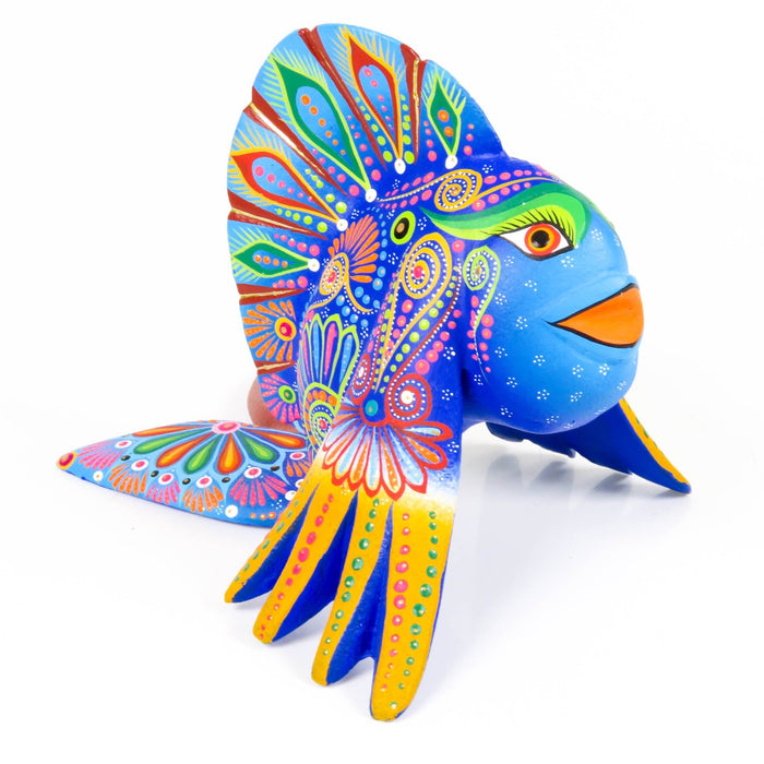 Blue Fish - Oaxacan Alebrije Wood Carving - CEMCUI