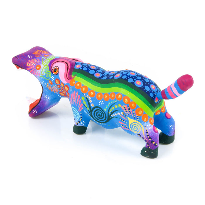 Blue Hippopotamus - Oaxacan Alebrije Wood Carving - CEMCUI