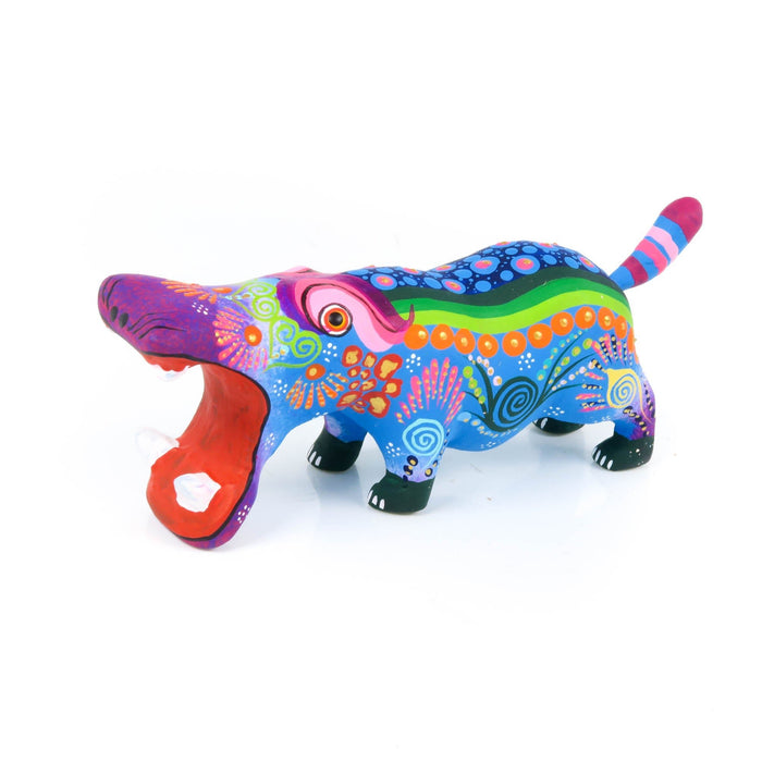 Blue Hippopotamus - Oaxacan Alebrije Wood Carving - CEMCUI