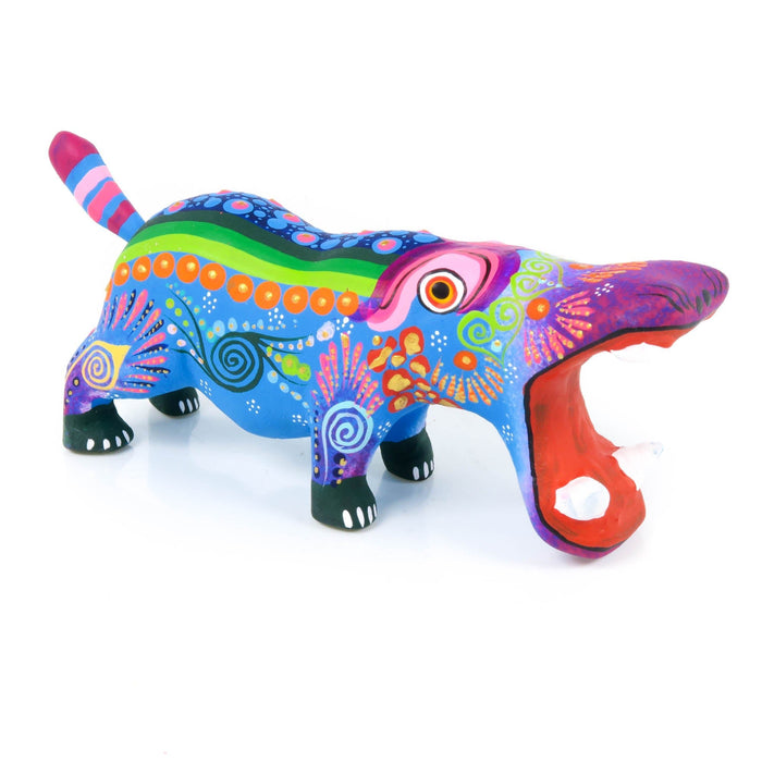 Blue Hippopotamus - Oaxacan Alebrije Wood Carving - CEMCUI