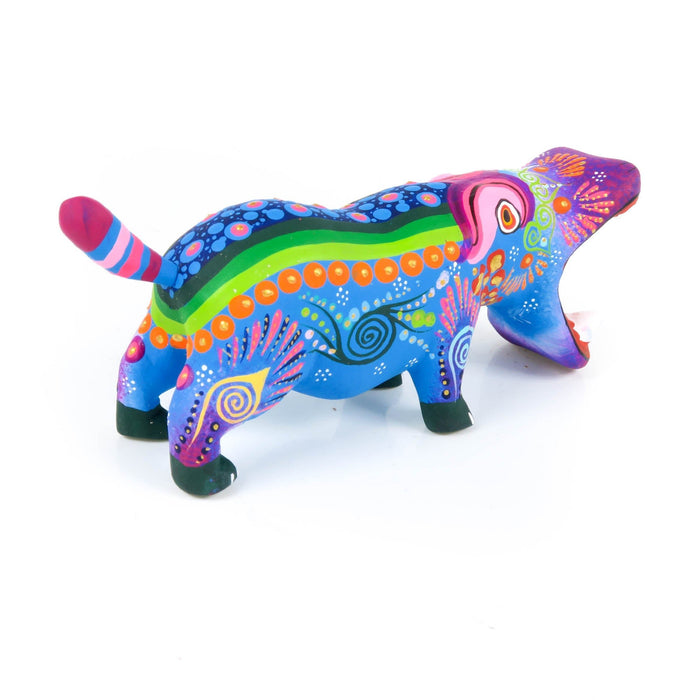 Blue Hippopotamus - Oaxacan Alebrije Wood Carving - CEMCUI