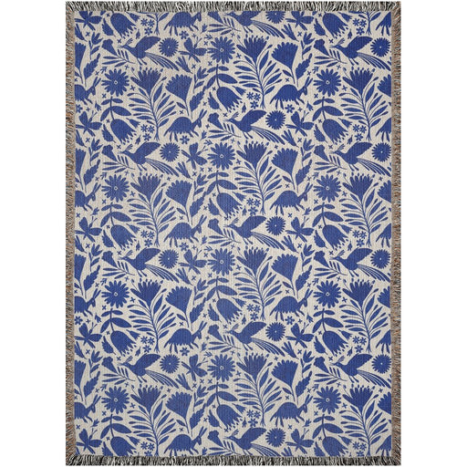 Blue Otomi woven blanket for Mexican decor - CEMCUI