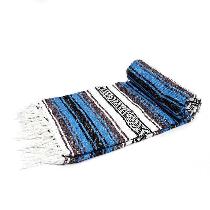 Bright Blue Mexican Falsa Blanket - CEMCUI