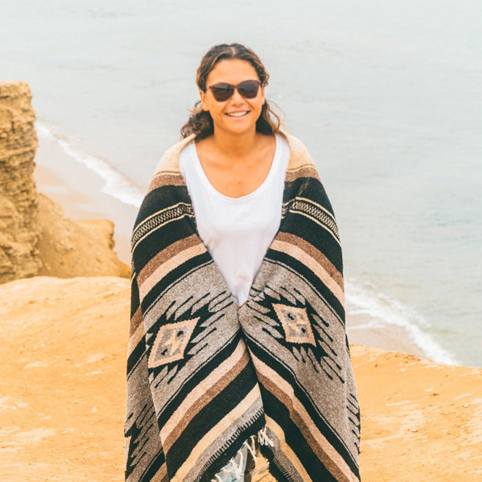 Brown Wool Mexican Blanket - CEMCUI