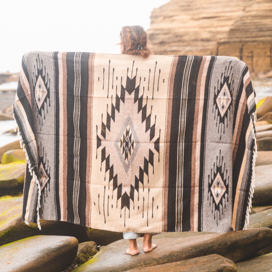 Brown Wool Mexican Blanket - CEMCUI