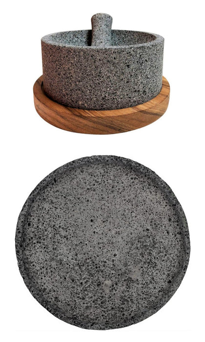 Bundle Molcajete Chilmamolli 8 Inches with Comal 12.4 Inches the Perfect Salsa Bundle - CEMCUI