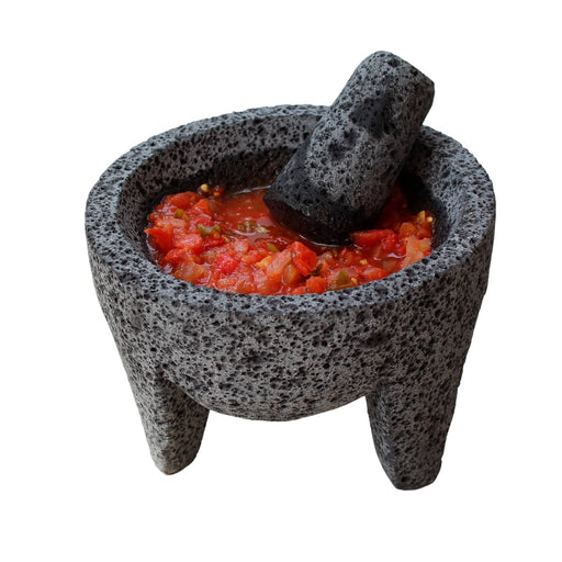 Bundle of 2 - Cesar´s Dark Traditional Molcajete Shaped 7in Volcanic Stone Guacamole - CEMCUI