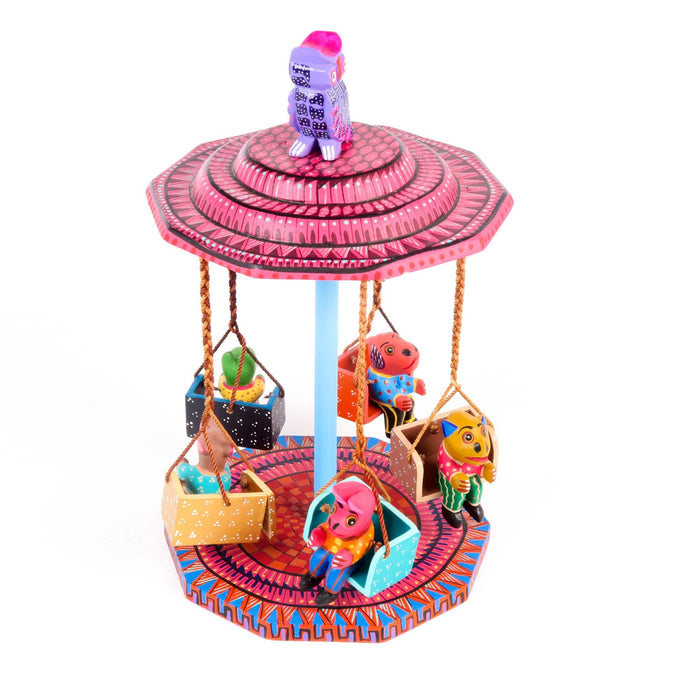 Carnival Animals Swing - Oaxacan Alebrije Wood Carving - CEMCUI