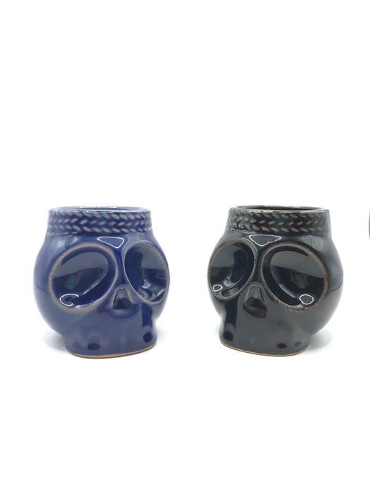 Ceramic - Set of 4 Skull - Shaped Mezcal/Tequila Shot Glasses – Inspired by Mexican Folklore - CEMCUI