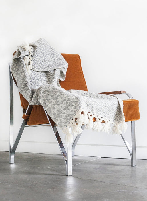 CHIAPAS Wool Wrap - Light Grey + White - CEMCUI